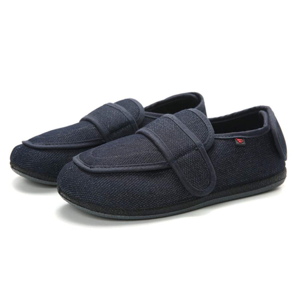 Nwarmsouth Wide Fit Easy Close House Slipper,Men's shoes for the elderly with swollen feet, opening adjustment diabetic shoes-UK9.5_blue,Wide Fitting Slippers