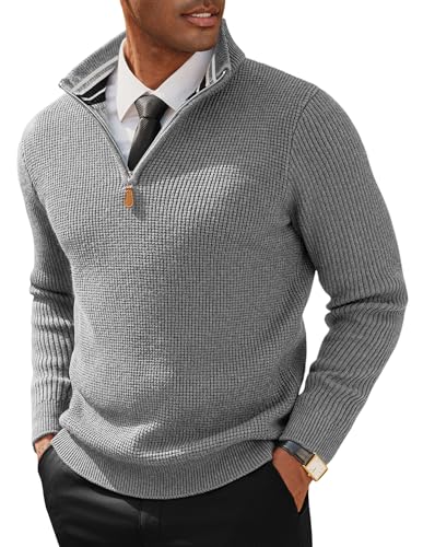 PJ PAUL JONES Mens Quarter Zip Pullover Sweaters Casual Texture Mock Neck Polo Sweater