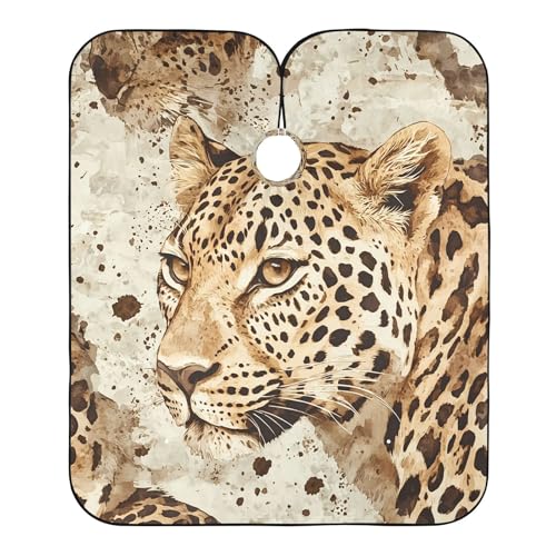 BOESI Graffiti Leopard Pattern Barber Shawl, Waterproof Haircut Shawl, Haircut Salon Apron, Shaving Bib, 55 x 65 inches