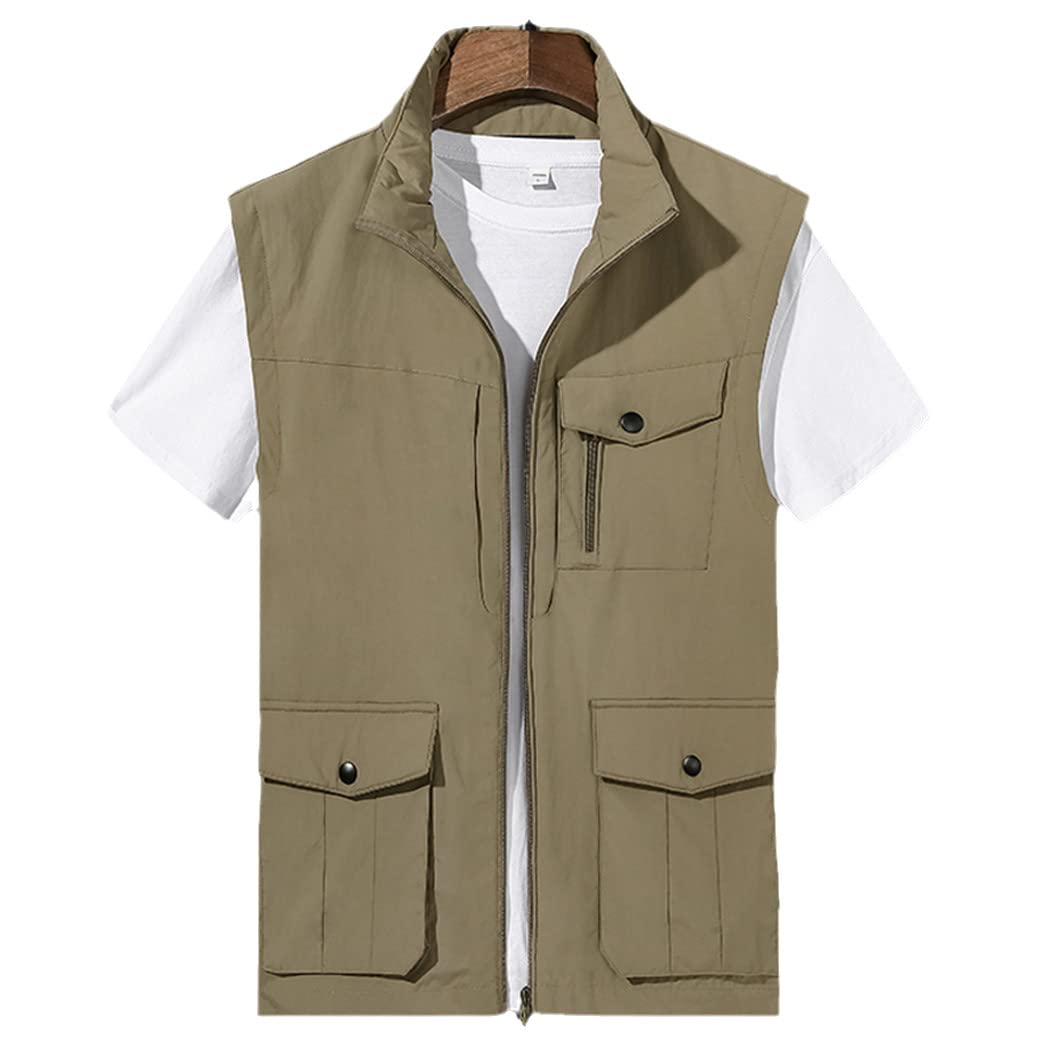 Chaleco para hombre, chaleco de deportes de verano, multibolsillos, escalada, senderismo, trabajo, pesca, chaleco sin mangas