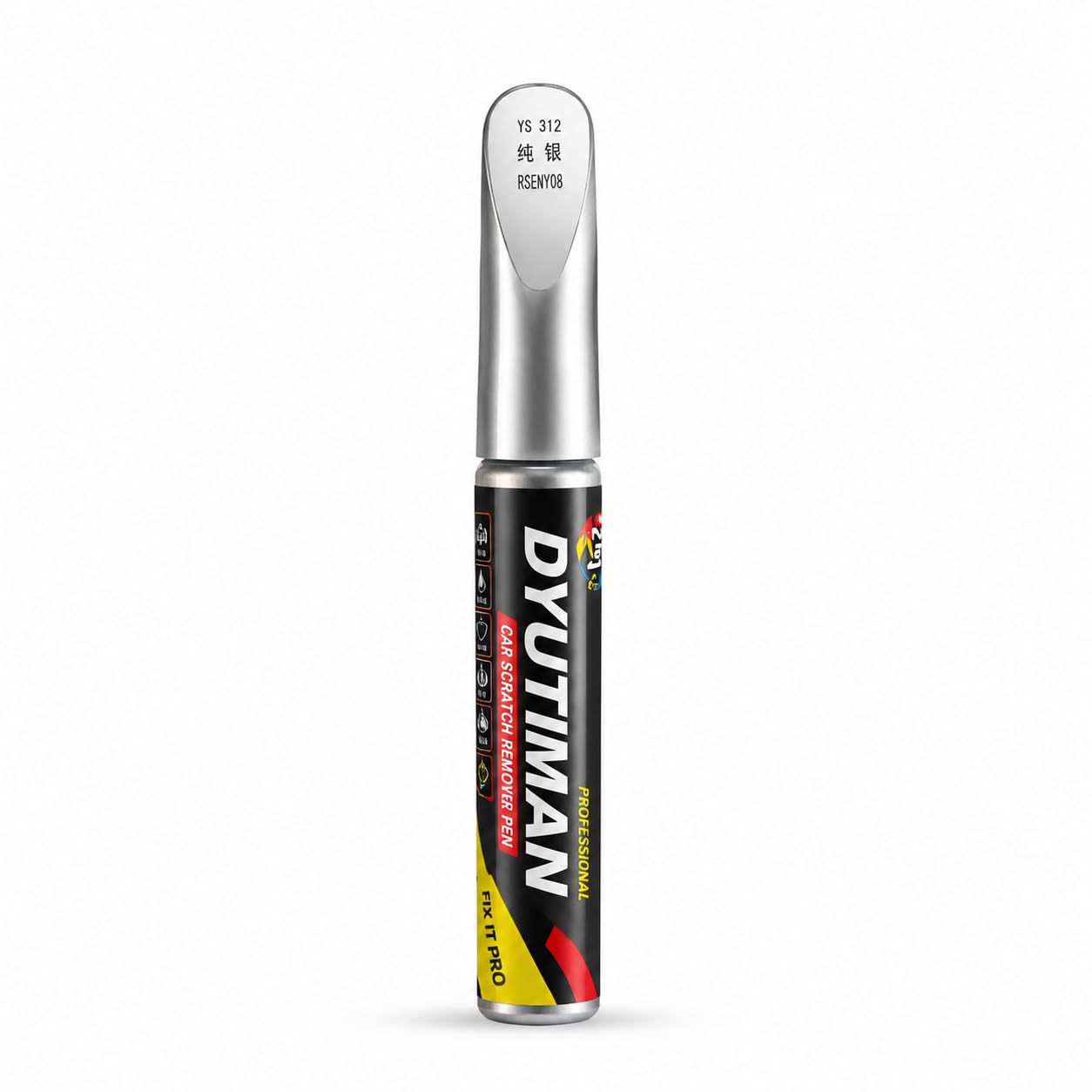 dyutiman car scratch remover pen – auto paint scratch repair pen with precision brush tip, quick dry waterproof touch up paint marker for minor car scratches, paint chips & scuffs (silver)