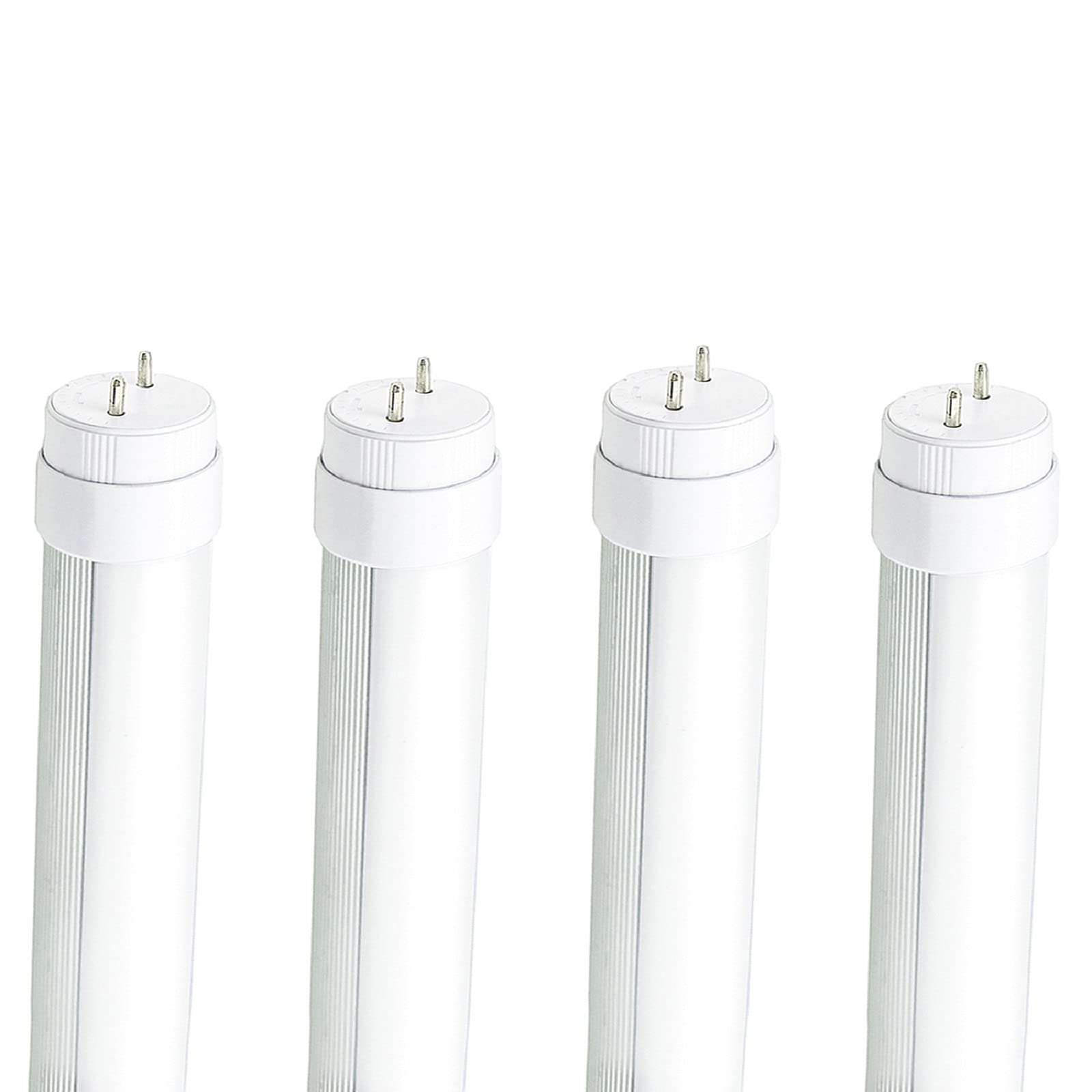 WYZM F15T8 LED Tube Light 4-Pack, T8 LED Replacement Tube Light, Rotatable End Caps, 5500K Daylight White, Frosted Cover(120V 4-Pack 5500K)