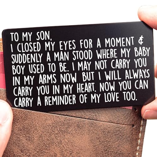 Engraved Wallet Card for Son – Heartfelt Gift from Parents, Birthday, Wedding & Graduation Keepsake, Inspirational Father’s Day Card from Mom & Dad