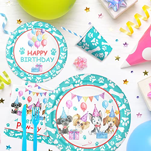 Apowbls Dog Birthday Plates And Napkins Party Supplies - Puppy Dog Party Decorations Tableware, Paw Print Plate, Cup, Napkin, Puppy Dog Theme Birthday Party Decorations Dinnerware For Kids | Serve 24 #TOP5