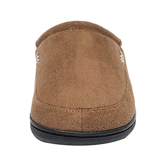 Image of NewDenBer Men's Warm Memory Foam Suede Plush Fleece Lined Slip on Indoor Outdoor Clog House Slippers