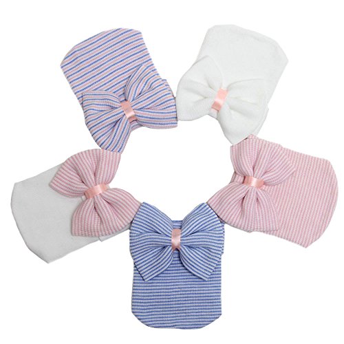 Upsmile 5 Pieces Newborn Baby Hat Cap With Big Bow Decoration Nursery Beanie #TOP1