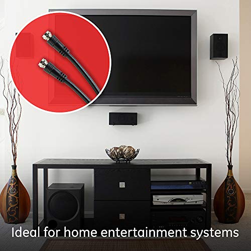 Ge Rg59 Coaxial Cable, 6 Ft. (1.8M) F-Type Connectors, Dual Shield Coax, Input/Output, Low Loss, Ideal For Tv Antenna, Dvr, Vcr, Satellite Receiver, Cable Box, Black, 23217 #TOP3