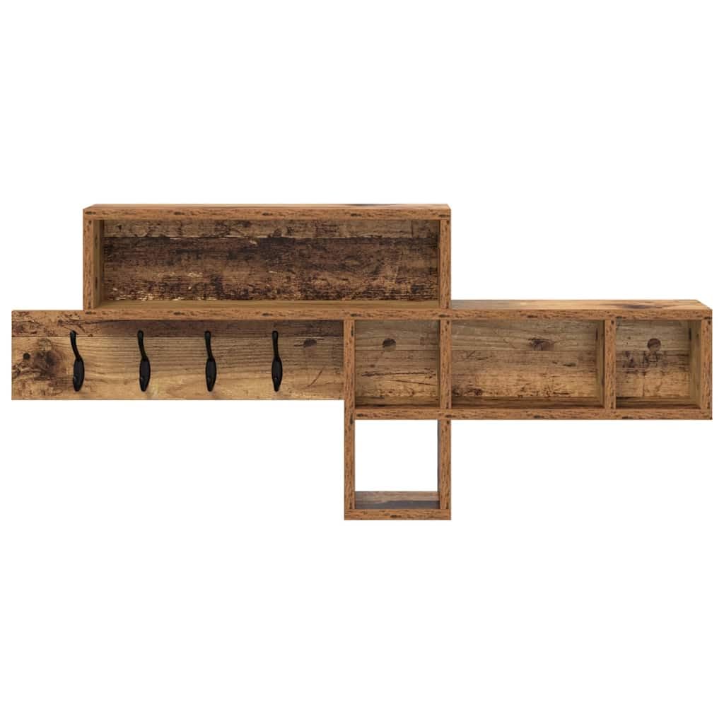 Porte-Manteau Mural avec Étagère Bois Ancien 100x12x43,5 cm