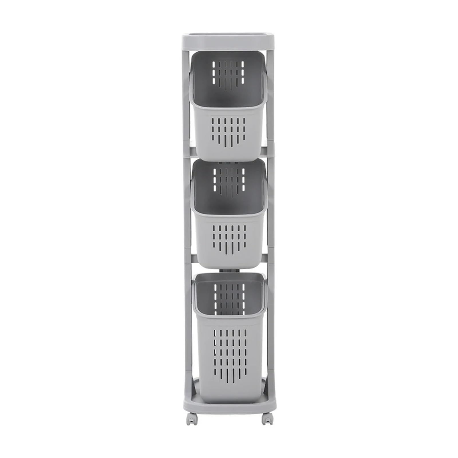 Gmgqjst Light Grey Laundry Basket On Wheels 4-Tier Storage Rack Laundry Basket With Wheels(Light Grey)