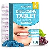 JJ Care Plaque Disclosing Tablets for Teeth - 150 Count, Individually Wrapped Plaque Disclosing Tablets for Kids Brushing Teeth, Grape Flavored Plaque Remover, Dental Care for Brushing