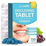 JJ Care Plaque Disclosing Tablets - 150 Count Grape Flavored Disclosing Tablets for Kids and Adults, 5 Month Supply of Teeth Coloring, Individually Wrapped Plaque Tablets