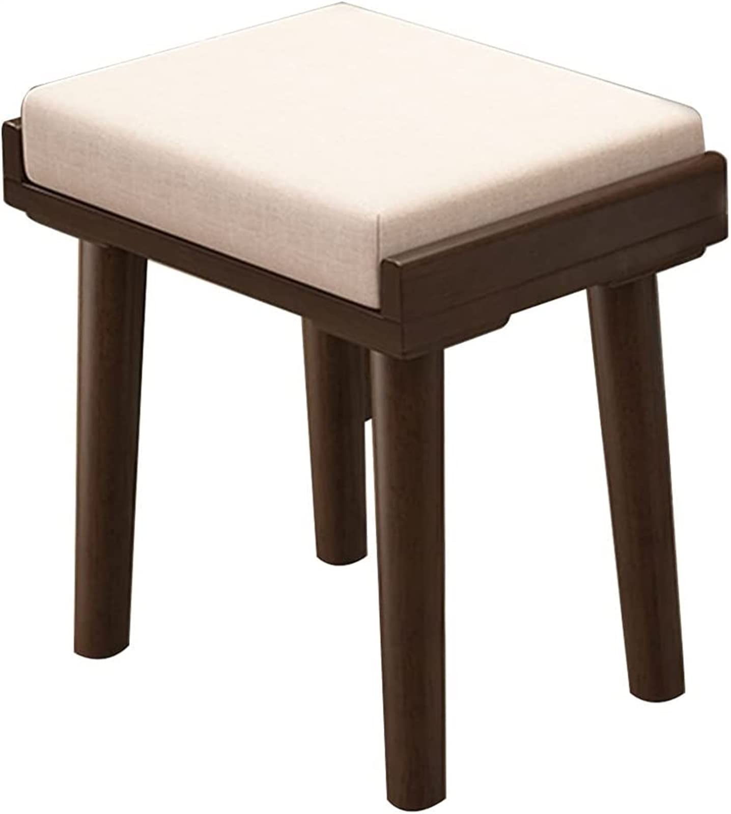 GRDDBZA Vanity Bench with Padded Cushion, Vanity Chair Wooden Stools Bedroom Wooden Makeup Stool Wooden Dining Stool Porch Stools for Changing Shoes Piano Stools(Walnut Color), 40x27x45cm