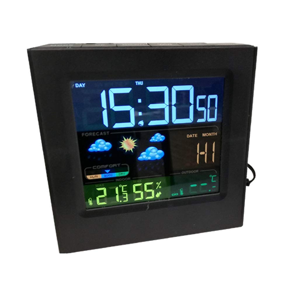GB218 Orologio Digitale Con Stazione Meteorologica - Display LCD, Temperatura Interna/Esterna, Previsioni, Sveglia E Radio Controllo DCF