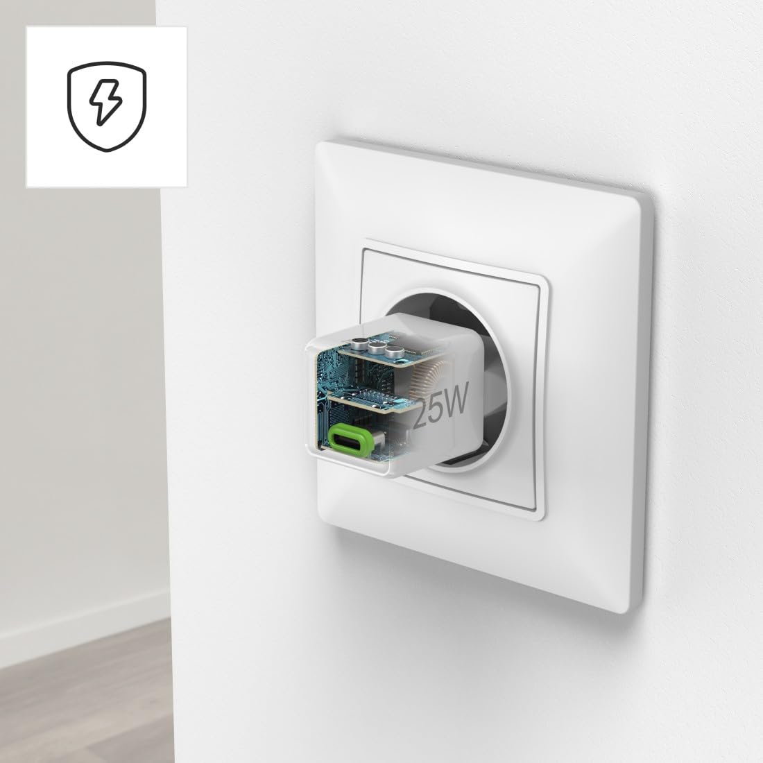 Hama Ładowarka sieciowa 25 W mini 1x USB C (kompaktowa, szybka, do ładowania telefonu, Quick Charge, Power Delivery, mała, szybkie ładowanie) biała