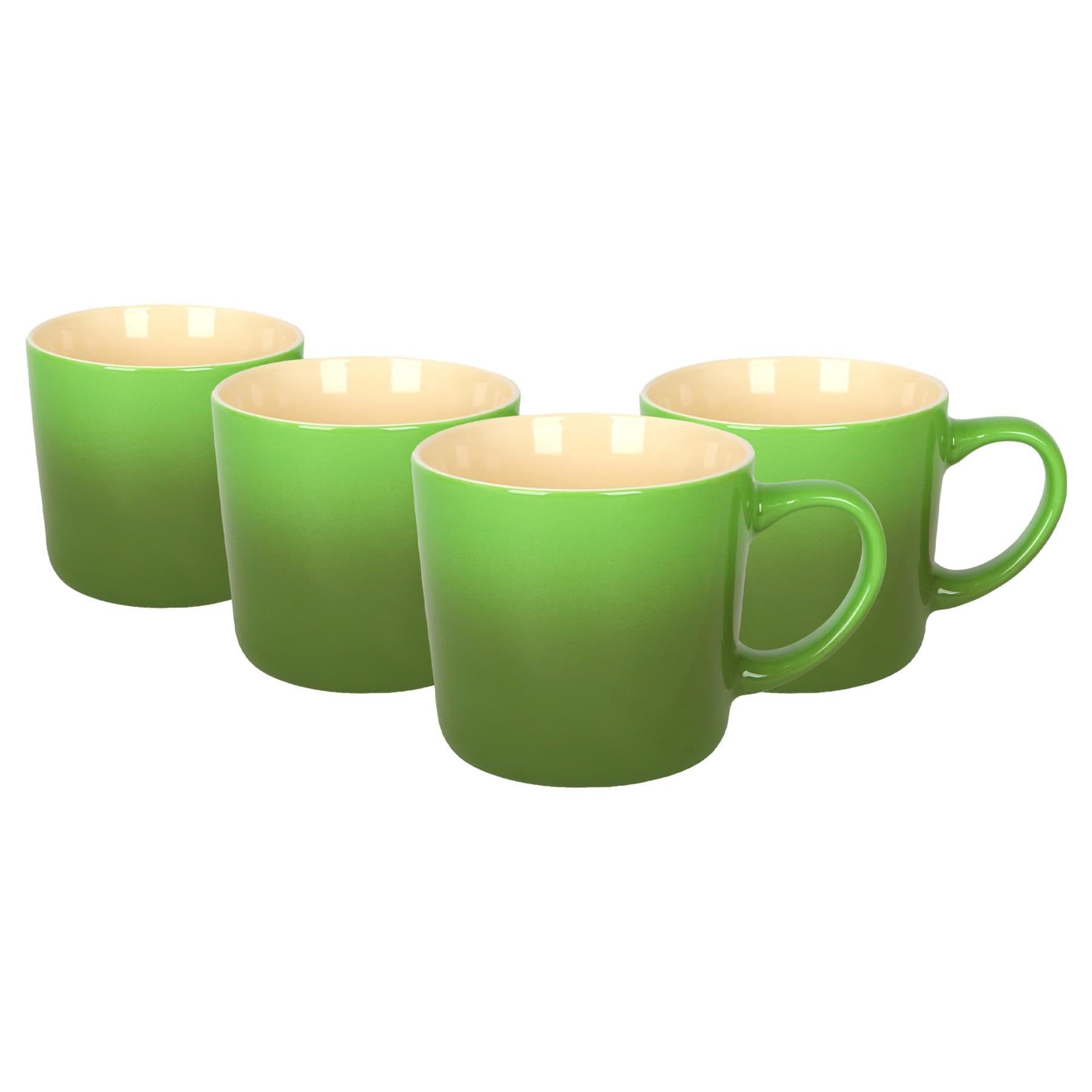 Argon Tableware Green Ombre Coffee Mug 330ml - Pack of 4 - New Bone China Tea Mug, Vegan Friendly Ceramic Cup, Glazed Stoneware Style Drinkware, Microwave Dishwasher Safe