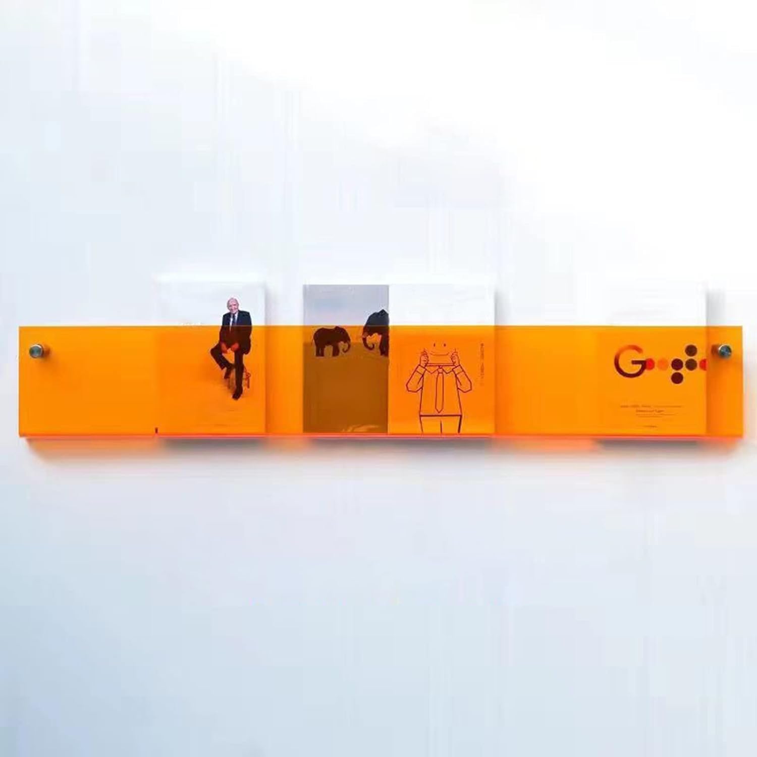 Akrylowa Półka Na Czasopisma Broszury Uchwyt Do Przechowywania Uchwyt Do Montażu Na ścianie Materiały Informacyjne Organizator Do Recepcji Biurowej Poczekalnia St, Orange, 90x16x5cm/35.4x6.3x2in