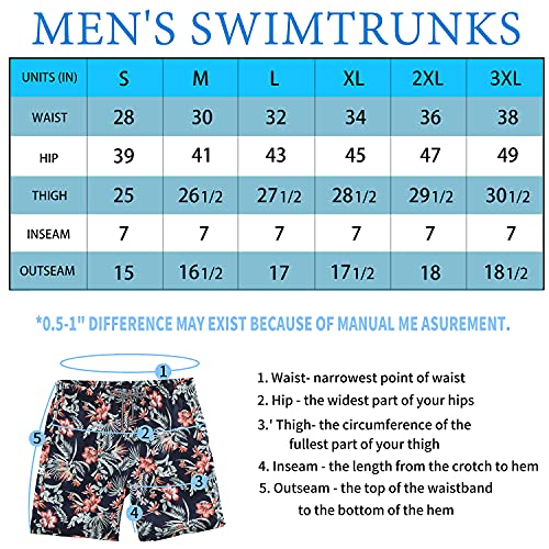 Biwisy Men's Swimming Trunks Quick Dry Drawstring Shorts With Pocket Sports Pants Black Flowers #TOP6