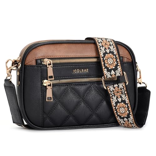 Quilted Crossbody Bags For Women With Wide Strap Vegan Leather