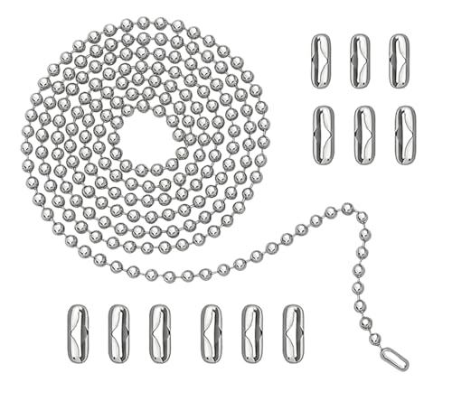 DLHMBOQ 120' Ceiling Fan Pull Chain Extender - Stainless Steel Ball Chain with 12 Connectors, Adjustable...
