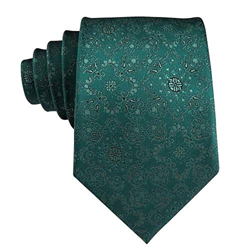 ZXCVBN Gravatas de casamento de seda floral masculina gravata verde bolso abotoaduras quadradas conj