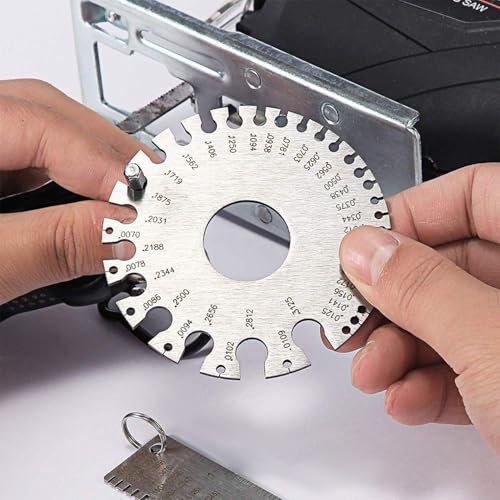 3pcs Stainless Steel Wire Metal Sheet Thickness Gauge - Metal Welding Gage Plated Size Inspection Tool+ Round Dual-Sided Wire Cable Sheet Gage Standard Thickness Metal Gauge AWG and SAE