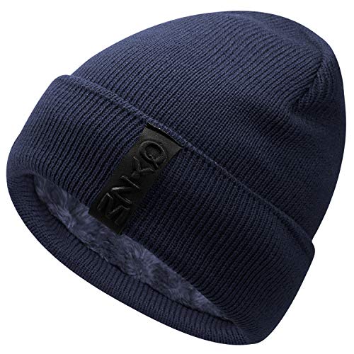 Hongtellor Knit Beanie Warm Thick Lined Hat Mens Winter Skull Cap Unisex Beanie Cap Blue #TOP28