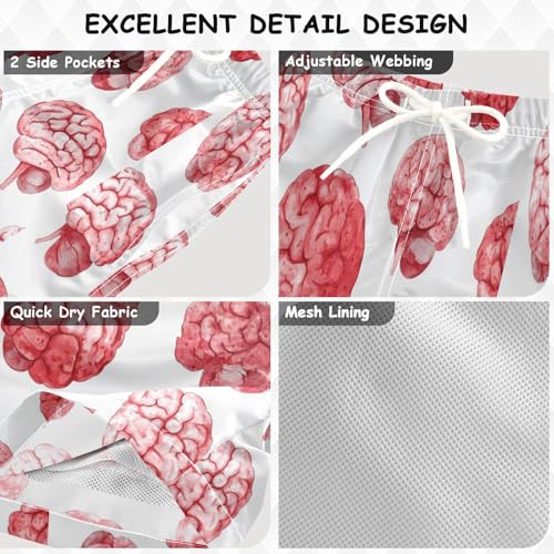 Pigsaly Boys' Swim Board Shorts Watercolor Big Human Brain Boy's Swim Trunks Kids Swimwear M3