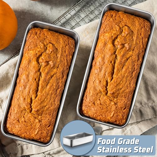 Herogo Loaf Tin Set of 2, Stainless Steel 3lb Cake Tin Baking Loaf Pan, Large Metal Baking Bread Mould for Banana Bread/Lasagna/Toast/Pie, 31.5 * 13.6 * 7.5cm, Non-Toxic, Dishwasher Safe - Image 5