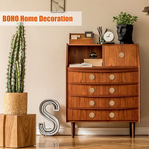 Image of ANPHSIN 24 Pack Boho Rattan Cabinet Dresser Knobs