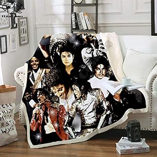 WXhGY Sherpa Blanket Black Double/Twin Size (150x200cm) Michael Jackson,Super Soft Fluffy Fuzzy Comfy Reversible Fleece TV Blankets and Throws for Sofa Couch Bed,Perfect for Gift Children and Adult