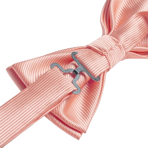 Image of Hi-Tie Bow Ties for Men Pre-Tied Pocket Square with Cufflinks Mens Bowtie Sets for Wedding Formal Party