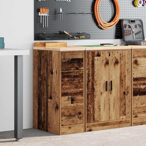 Homgoday Armario de Garaje de Madera Vieja 30x51x85 cm Gabinete de Pared de Madera,armarios Superiores montados en la Pared,Armario de Utilidad Colgante 4 Cajones