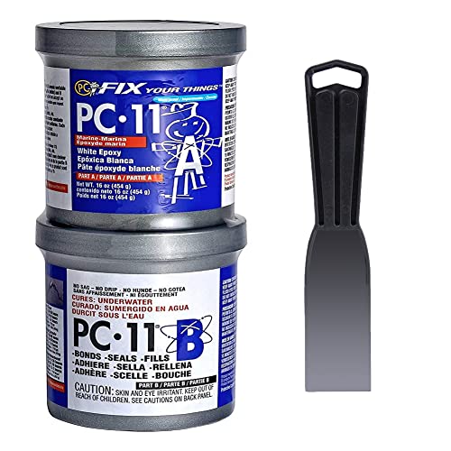 Image of PC Products PC-11 Epoxy Adhesive Paste Kit with Applicator, Two-Part Marine Grade, 1lb in Two Cans, Off White