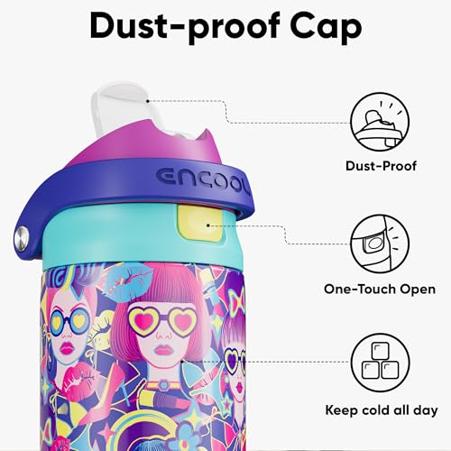 Image of ENCOOL Leakproof Insulated Water Bottle with Straw Dual-Sip Water Bottle Bag-Safe Design for Work, Commute & Gym - Keeps Drinks Cold All Day, 24 oz, Vibe Spice