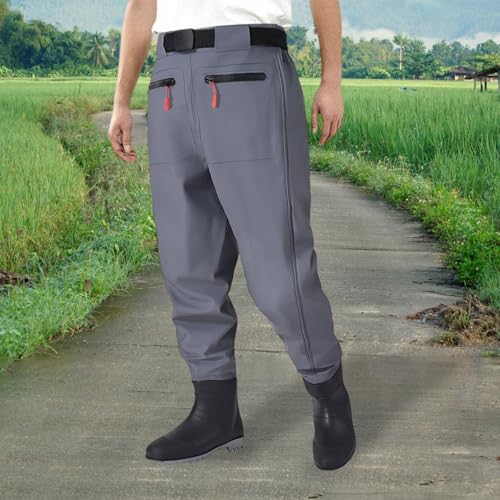 Waist Wader Pants for Men with Boots, Breathable Waterproof Fishing Waders with Pockets and Durable Stockingfoot4