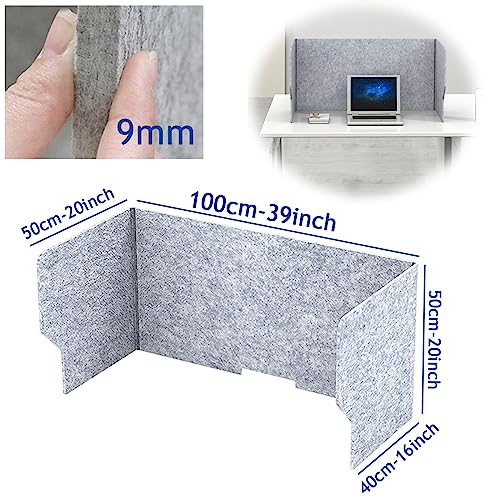 Sound Absing Przegroda na biurko, szara, filcowa, wolnostojąca, 60/80/100 cm, grubość 9 mm, akustyczna, do przestrzeni biurowej, redukcja hałasu, solut