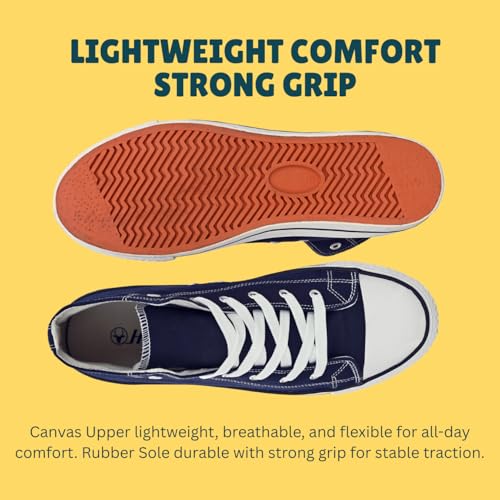 Image of Hirolas Men's Vulcanized Canvas Rubber Toe High Ankle Skateboard Sneakers Shoes.