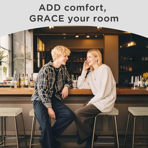 Image of AddGrace Anti-Slip Bar Stool Cushions Square Bar Stool Seat Cushions with Ties Set of 6 Small Square Chair Pads with Machine Washable Cover 12 inchX12 inchX2 inch (Beige)