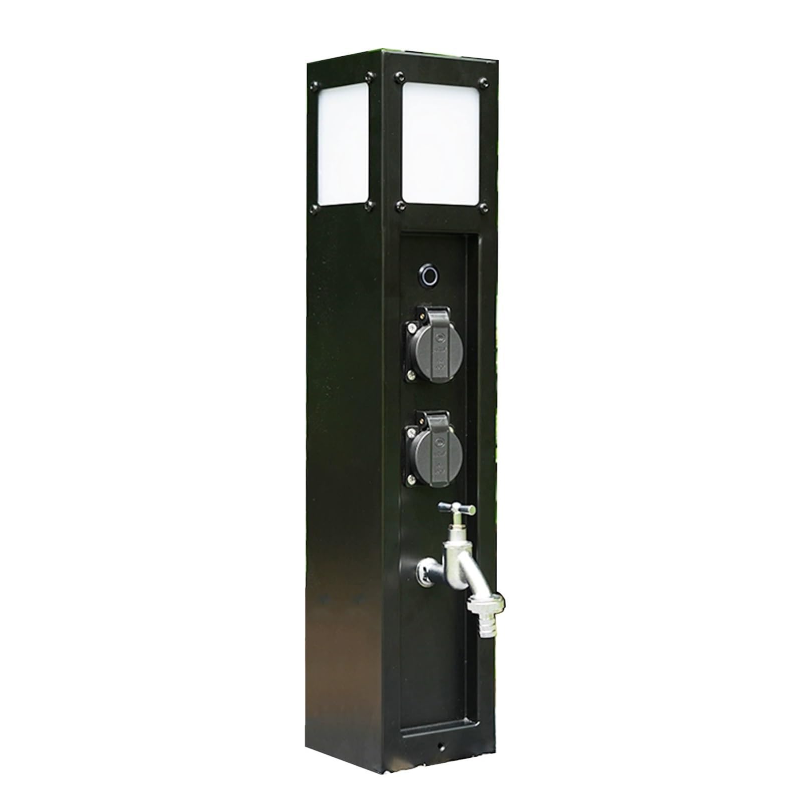 Robinet de jardin à colonne d'eau lumineuse LED et double vanne en acier