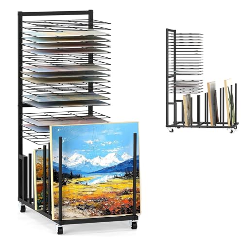 Image of uyoyous Art Storage Rack, Canvas Storage Stand with Wheels, Painting Drying Racks for Canvas Boards, Panel, Drawing Board, Crafts Drying