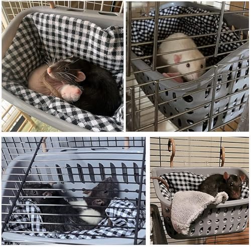 Image of JWShang Rat Hammock for Cage - Small Animal Hanging Basket Bed with Sturdy Hooks, Cozy Pet Rat Cage Accessories for Guinea Pig Chinchilla Sugar Glider Ferret (Blue, L)