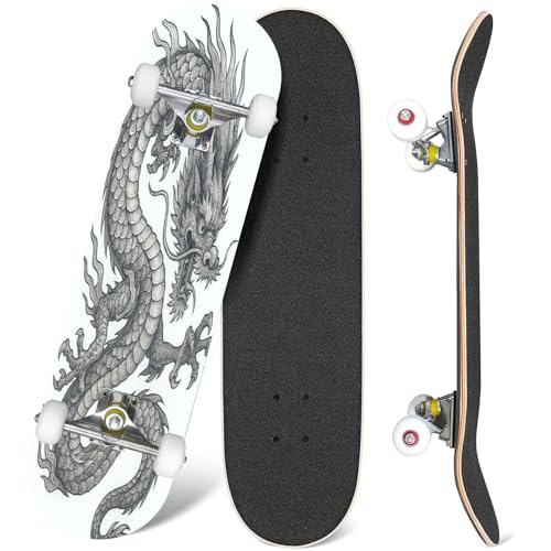 Skateboards Psychedelic Hand Drawn Huge Detailed Chinese Dragon New Year Symbol 7 Layer Maple Wood Deck 31