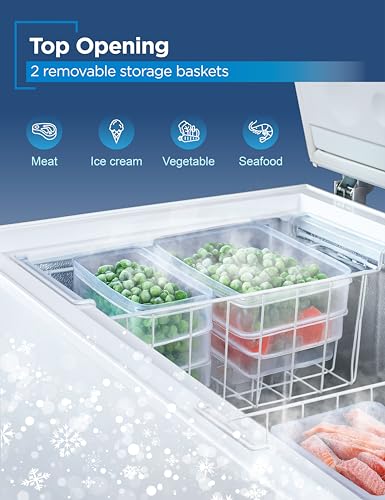 BLACK+DECKER 19.8 Cu. Ft. Chest Freezer, Deep Freezer with Top Opening, Freezer Chest with 4 Removable Storage Baskets, Mechanical Temperature Control, Manual Defrost, R600a Refrigerant,BCF1980E,White on Fridge.com
