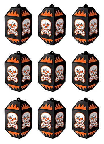 Beistle Vintage Halloween Skull Paper Lanterns 9 Piece, 7