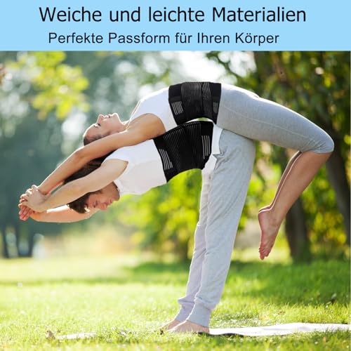 SURPOWN Rückenstützgürtel, Atmungsaktive Rückenbandage Lendengurt für Herren und Damen, Rückengurt zur Linderung von Rückenschmerzen, Vorbeugung von Verletzungen für Arbeit und Sports, Schwarz M