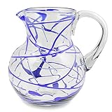 NOVICA Hand Blown Cobalt Blue Swirl Glass Pitcher, 84 Oz. 'Sapphire Swirl'