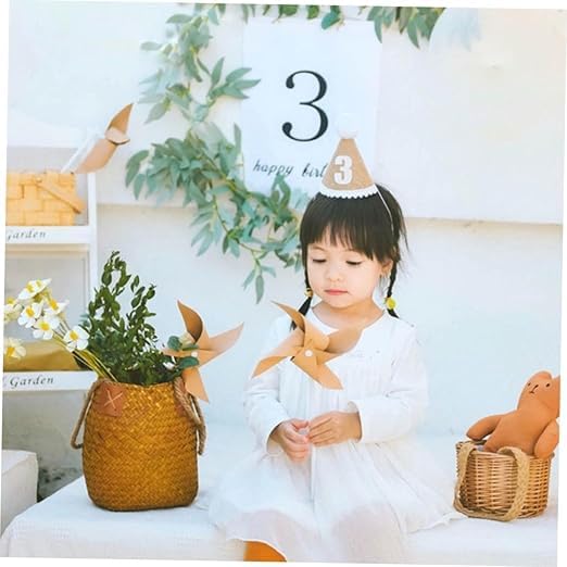Image of BabyMoon 3 Year Birthday Cone Cap | Cake Smash | Baby Photography Cap | Brown