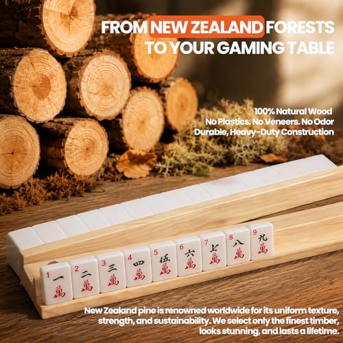 Mutex Set de 4 Racks de Madera Natural para Mahjong miniatura 2