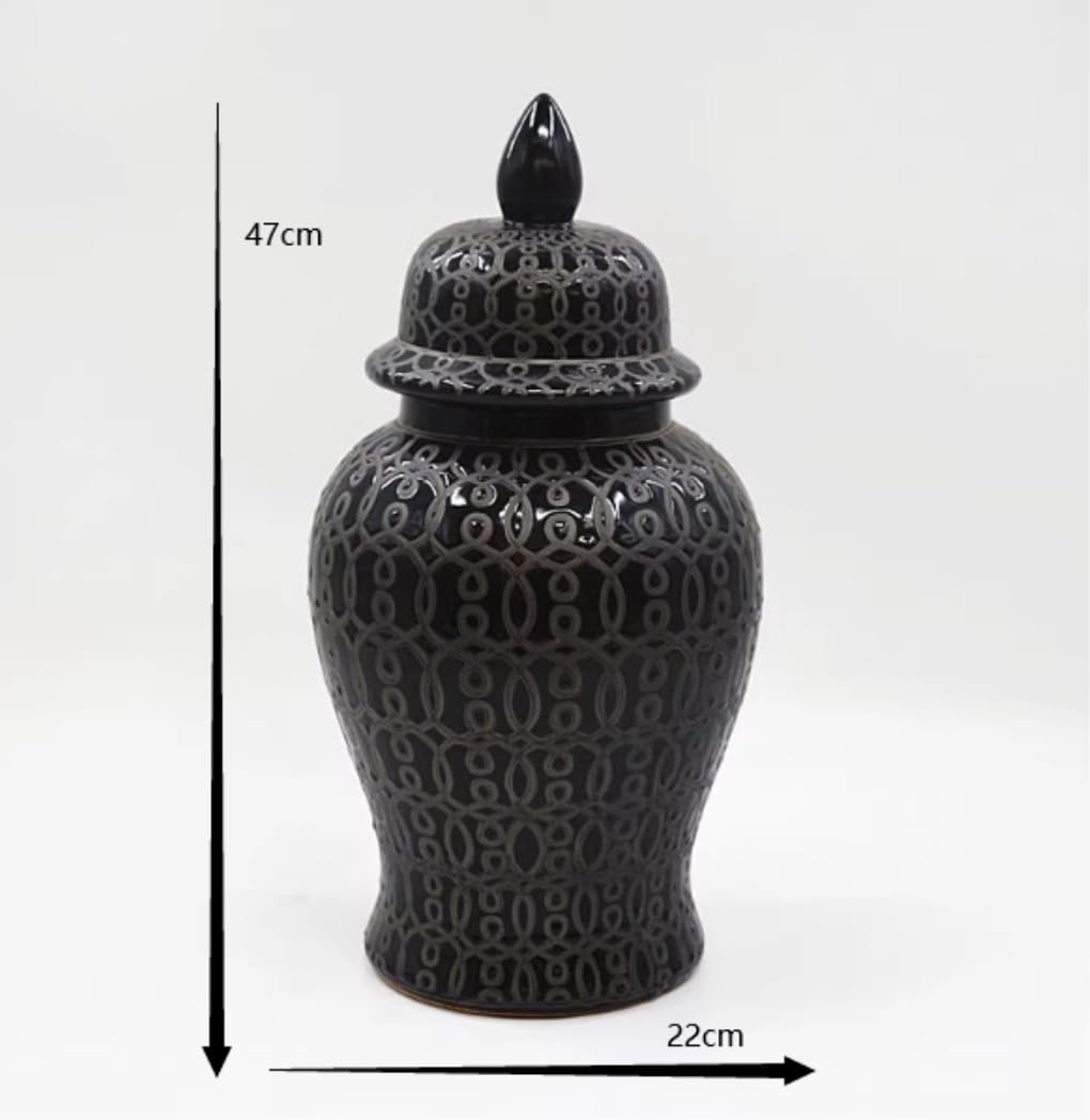 Chiński ceramiczny słoik na imbir wazony kwiatowe z pokrywką złota...(White)