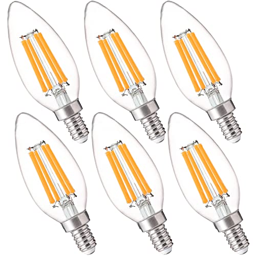 FLSNT 100W Equivalent LED Candelabra Bulbs, 800LM Dimmable B11 E12 LED Chandelier Light Bulbs, 5.5W, 2700K Soft White, 6 Pack